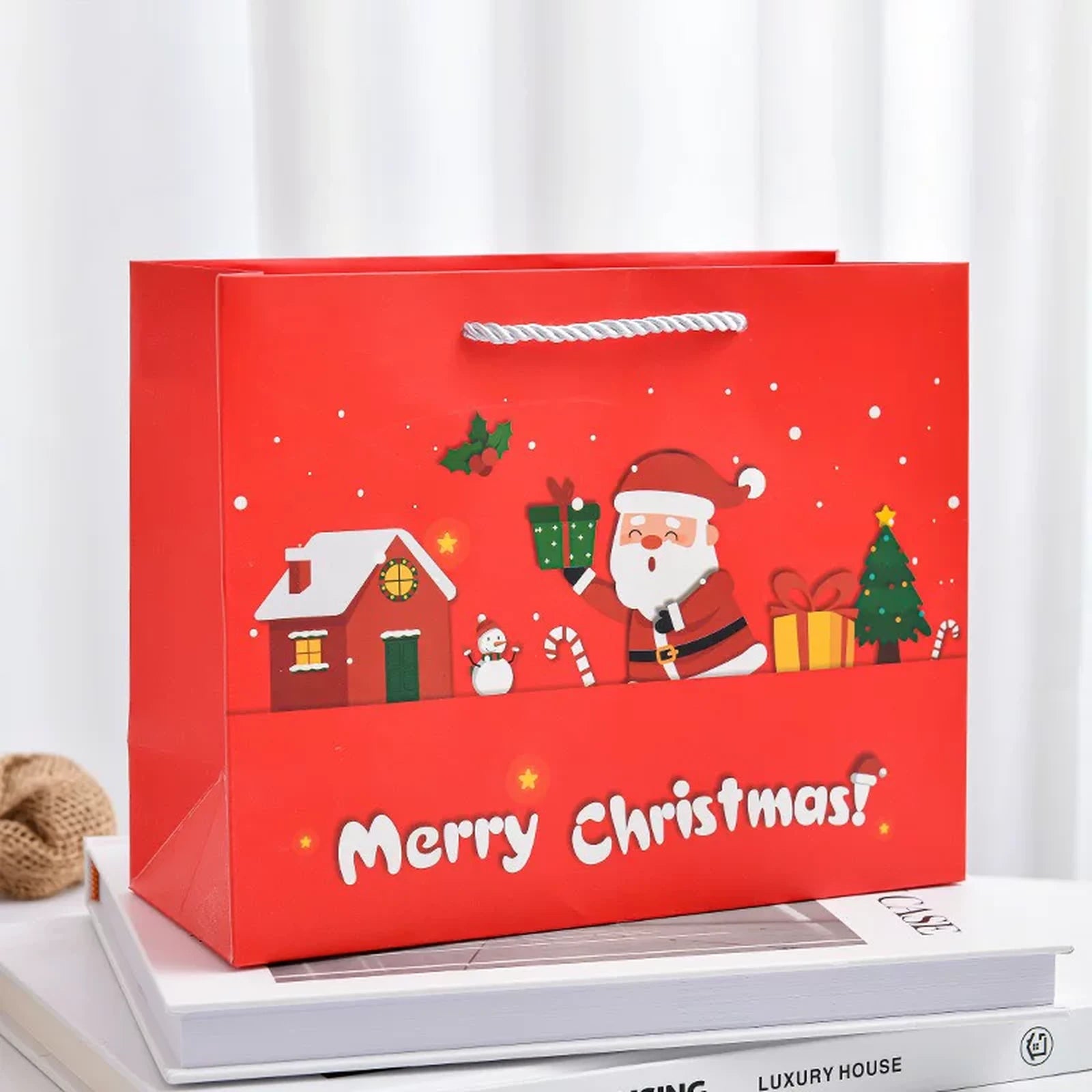 Christmas Paper Gift Bags with Rope Handles – product view