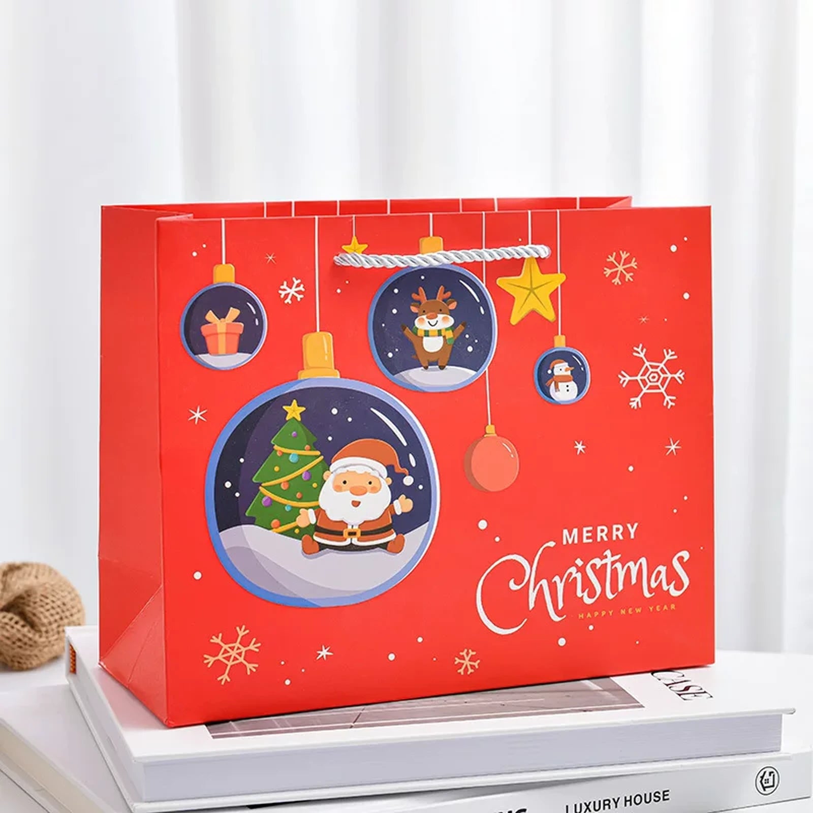 Christmas Paper Gift Bags with Rope Handles – product view