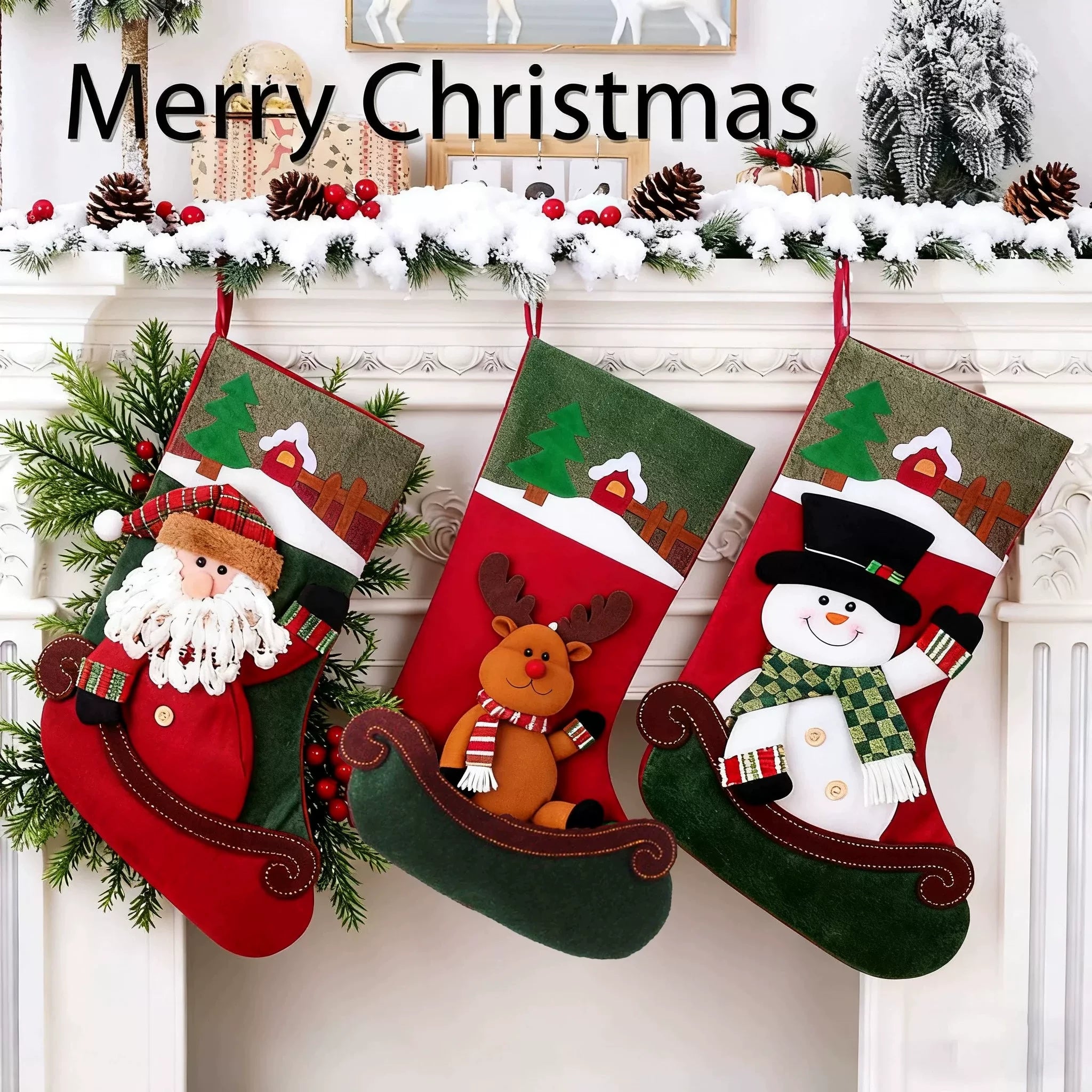 Christmas Stocking Gift Bags with Hanging Loops – product view 04