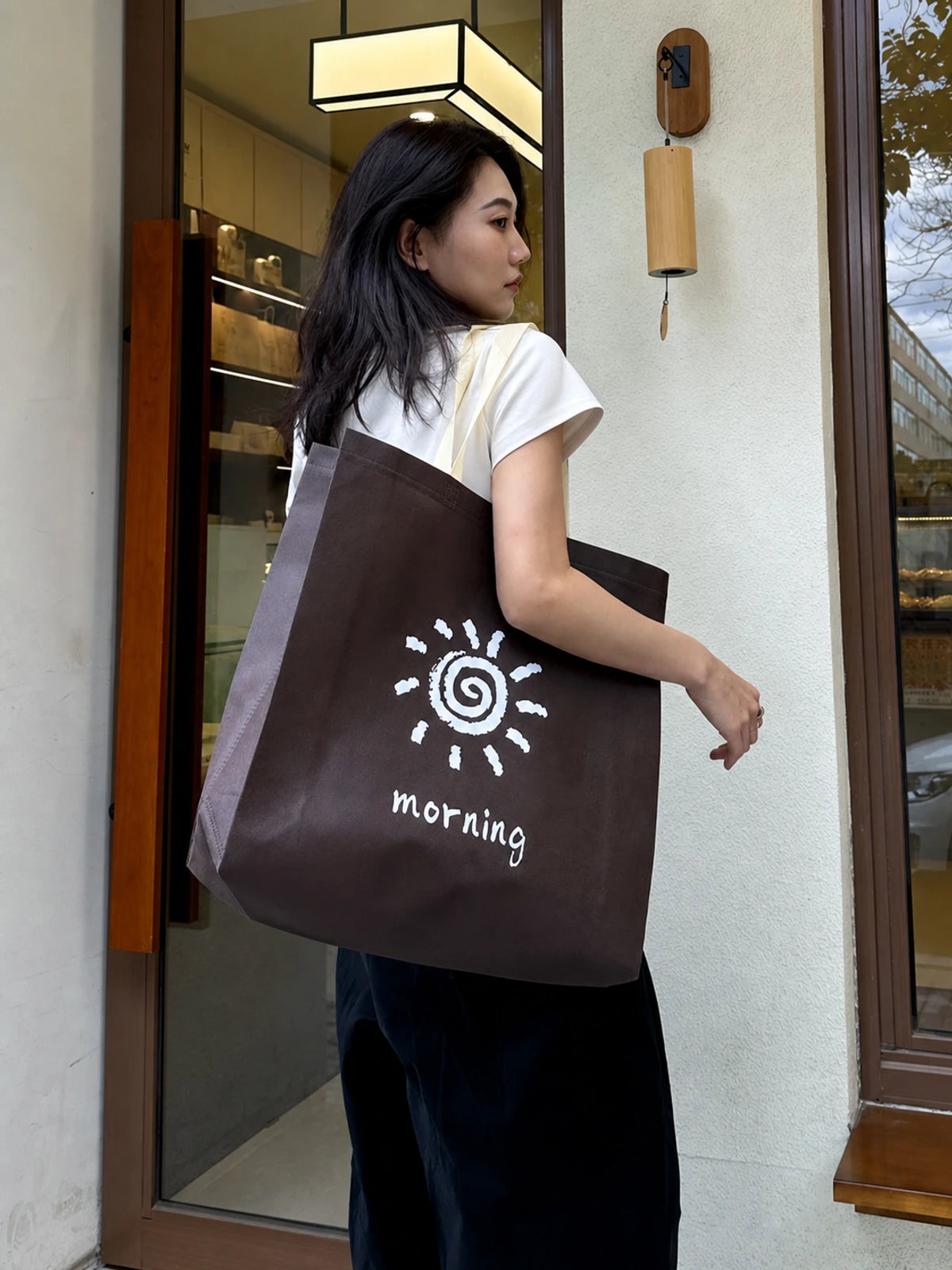Coffee Brown & Black Non-Woven Tote Bags — 4 Styles product view 3