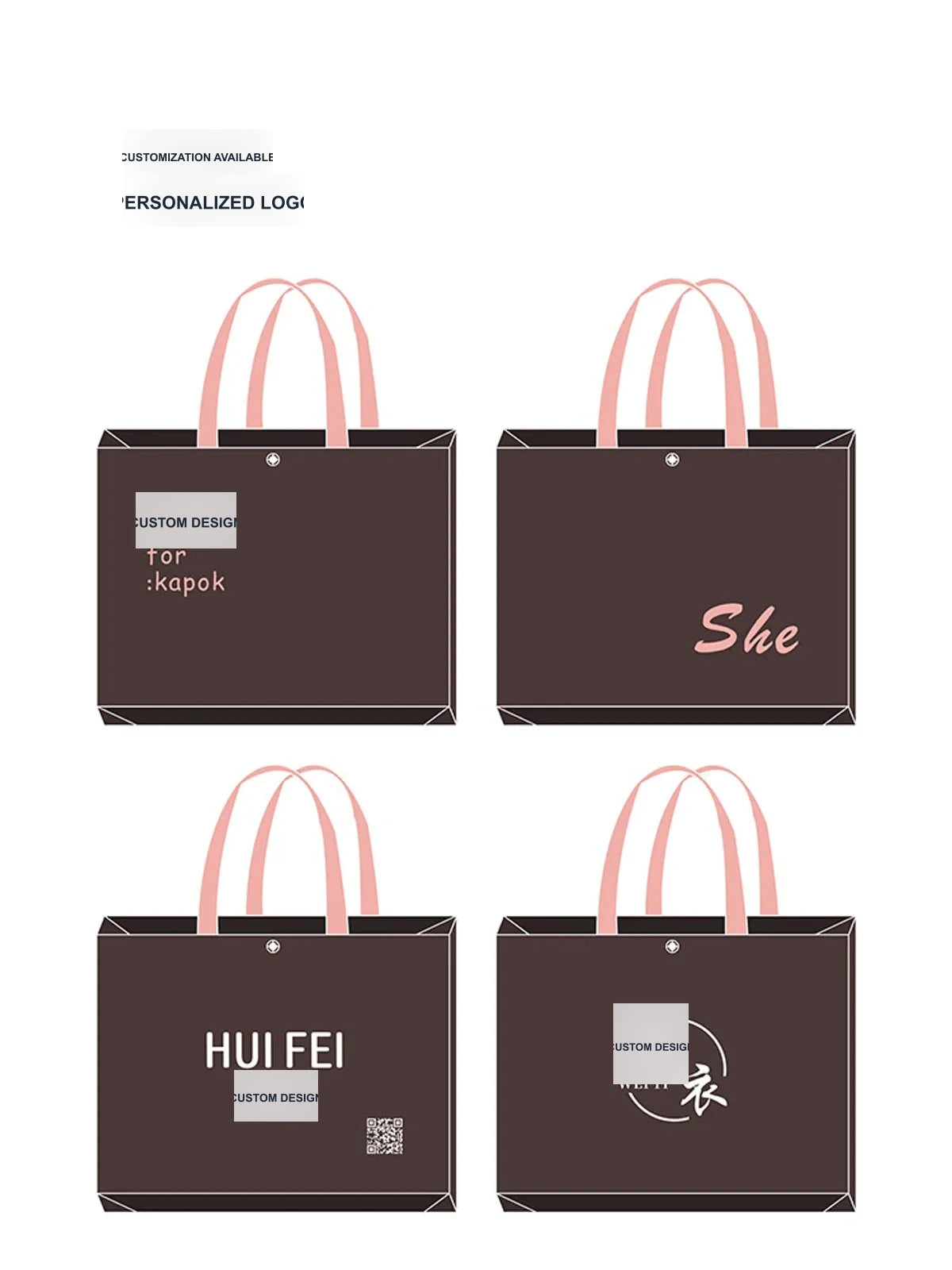 Coffee-Brown Non-Woven Tote Bags — 6 Styles product view 4