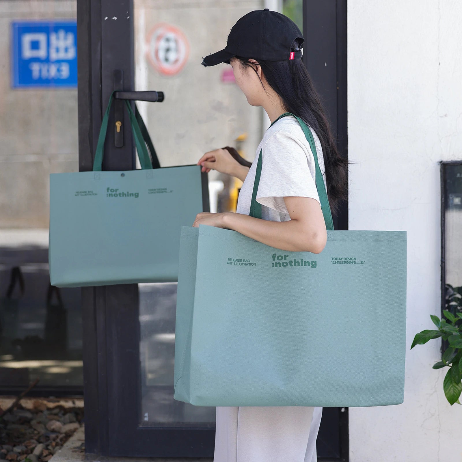 Coffee-Brown Non-Woven Tote Bags — 6 Styles — Gusseted — Mountain Green