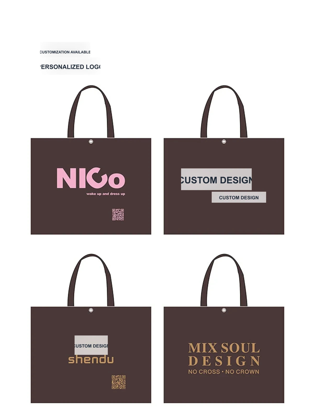 Coffee-Brown Non-Woven Tote Bags — 7 Styles product view 4