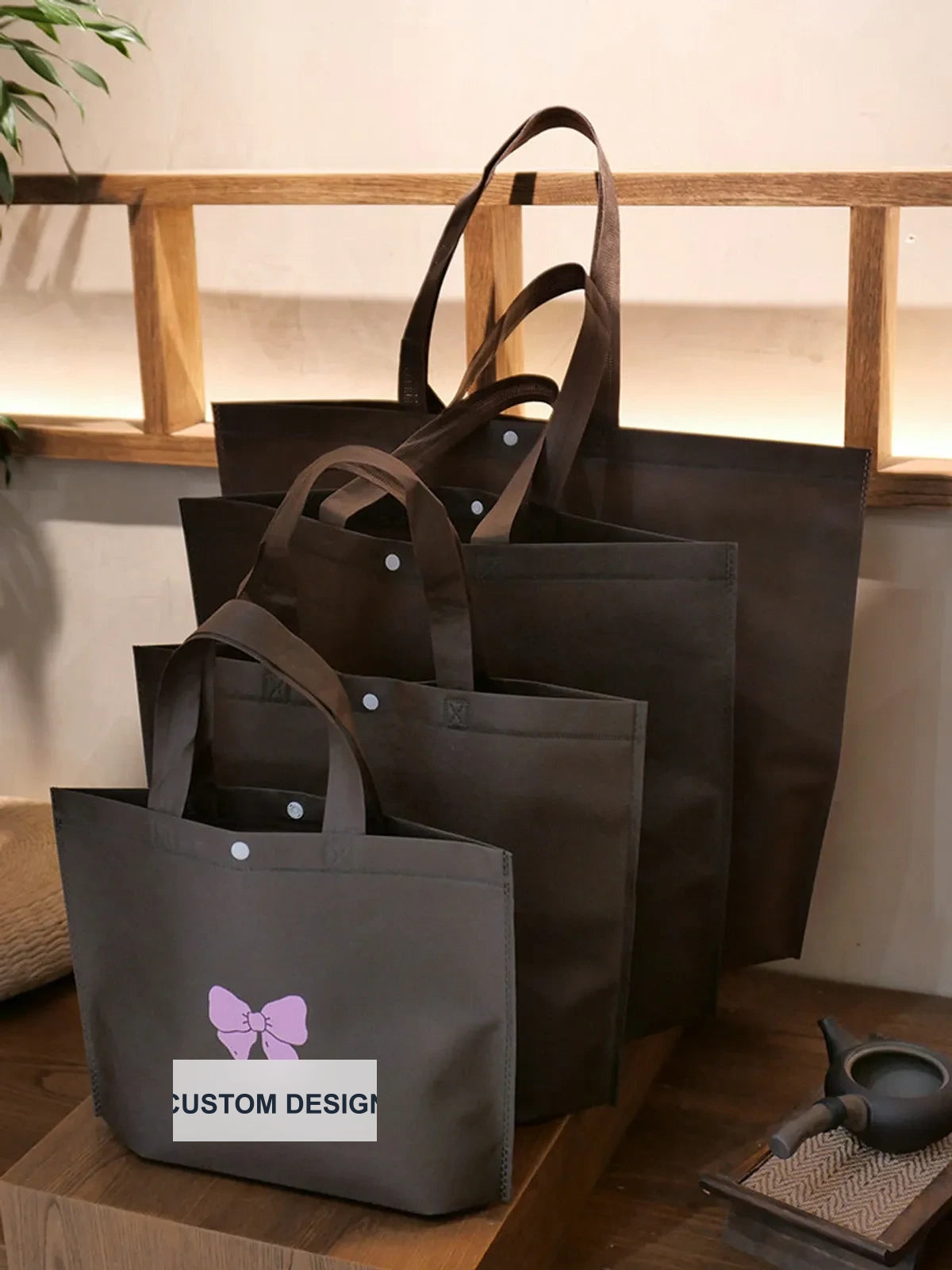 Coffee-Brown Non-Woven Tote Bags — 7 Styles product view 5