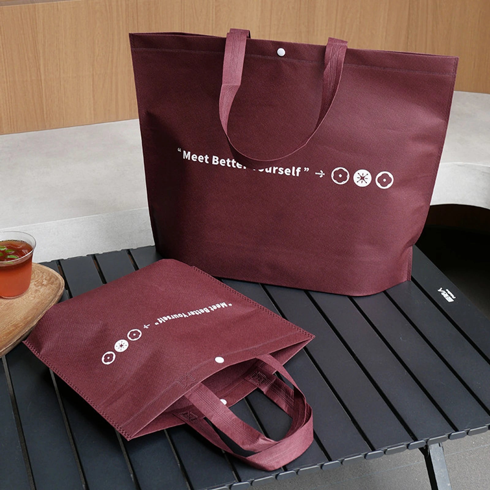Coffee-Brown Non-Woven Tote Bags — 7 Styles — Ancora Red