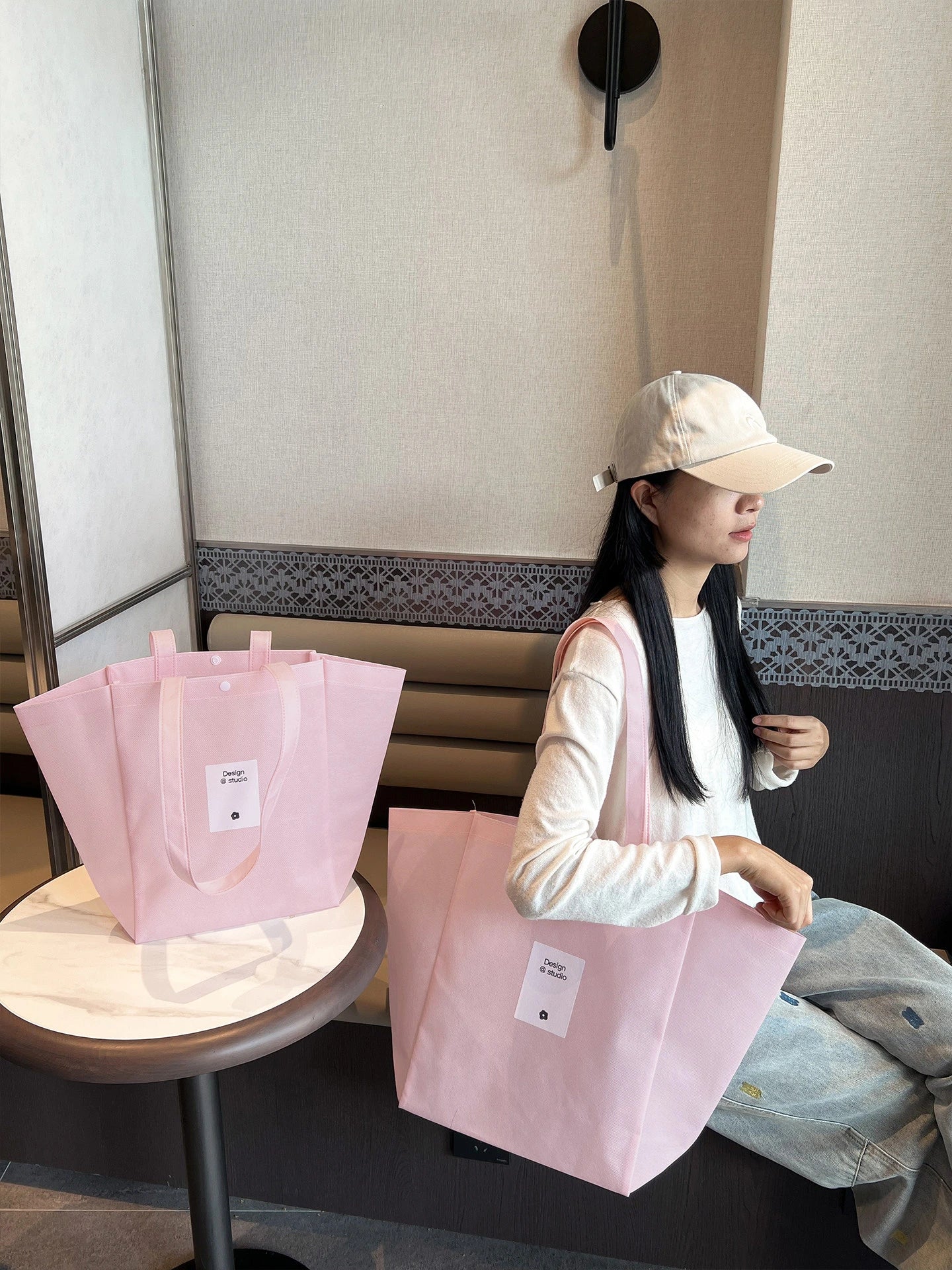 Color-Block Stitched Non-Woven Tote Bags — 10 Styles product view 2