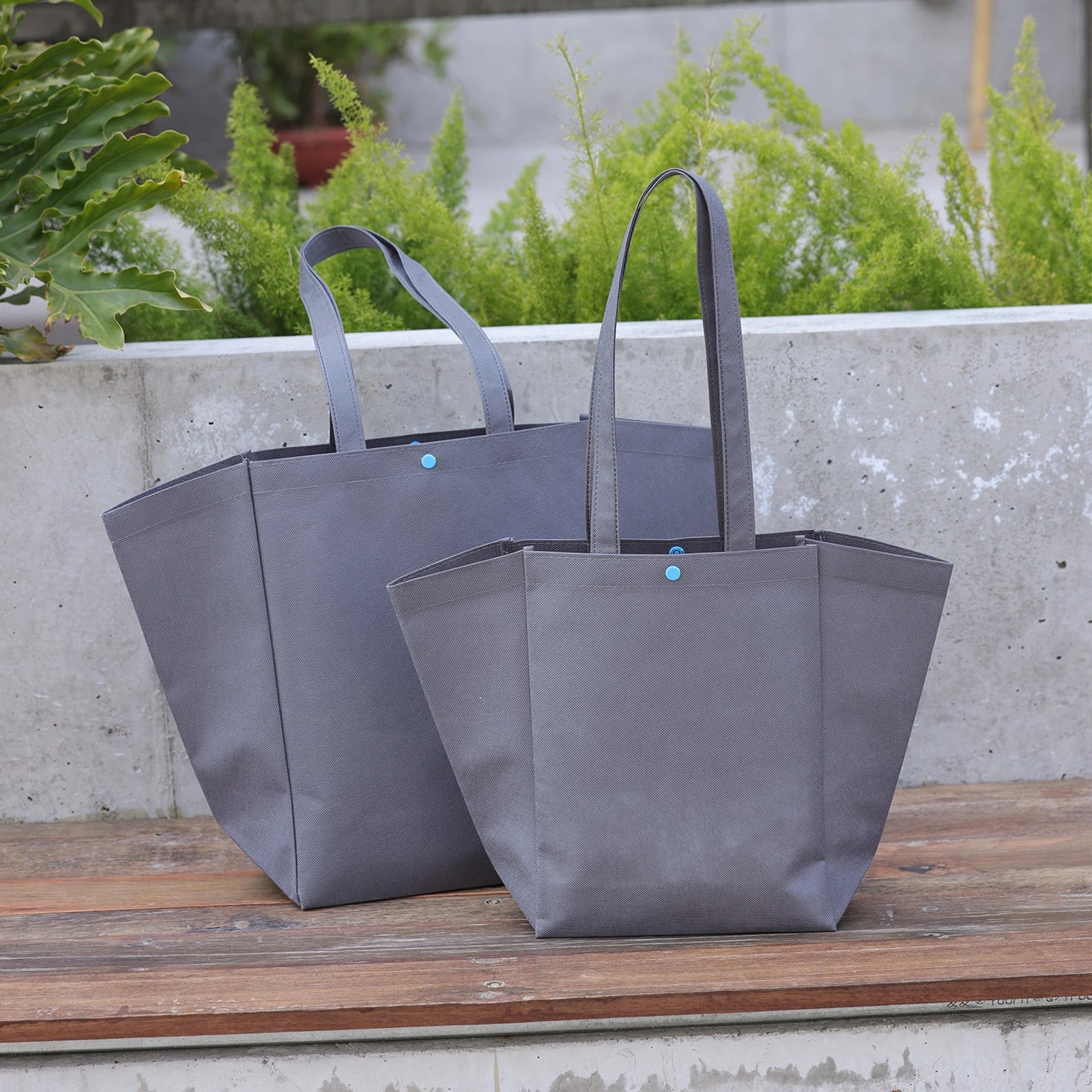 Color-Block Stitched Non-Woven Tote Bags — 10 Styles — Butterfly Bag — Gray Plain
