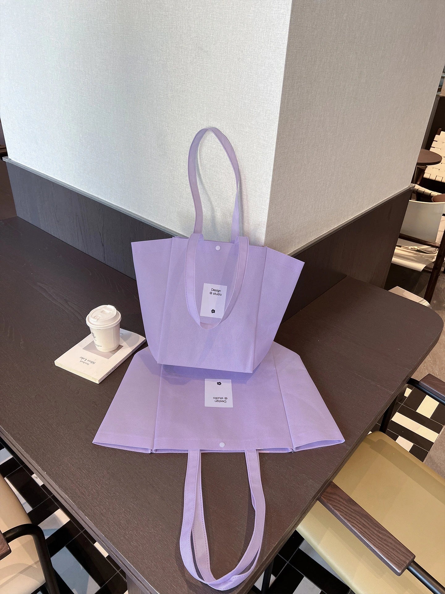 Color-Block Stitched Purple Non-Woven Tote Bags — 10 Styles product view 2