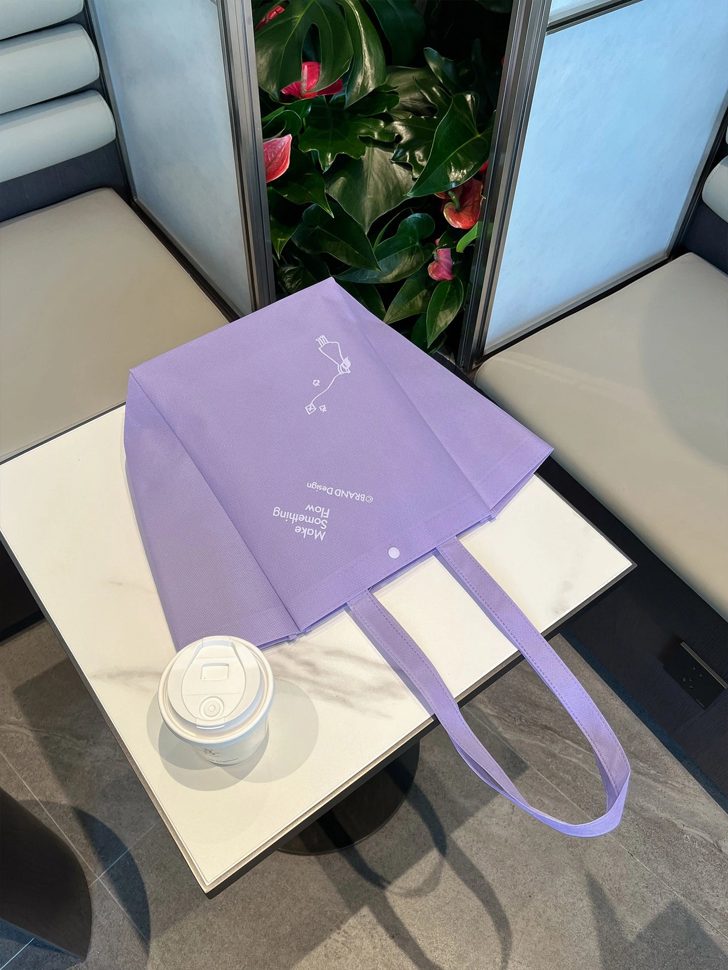 Color-Block Stitched Purple Non-Woven Tote Bags — 10 Styles product view 3