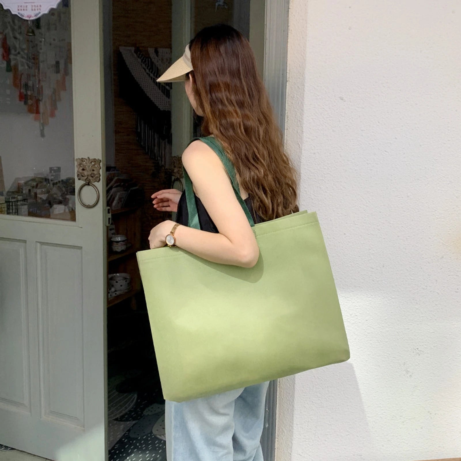Colorful Non-Woven Tote Bags — 6 Colors — Matcha Green