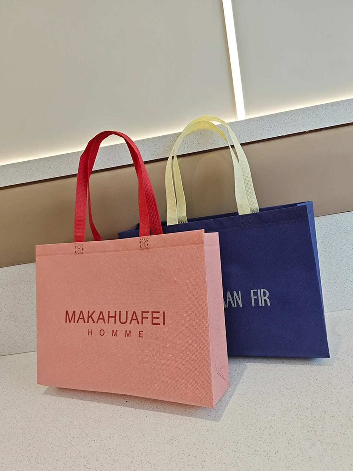 Colorful Non-Woven Tote Bags — Pink, Navy & Custom product view 1