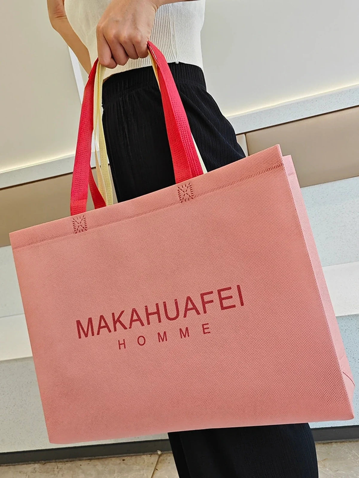 Colorful Non-Woven Tote Bags — Pink, Navy & Custom product view 3