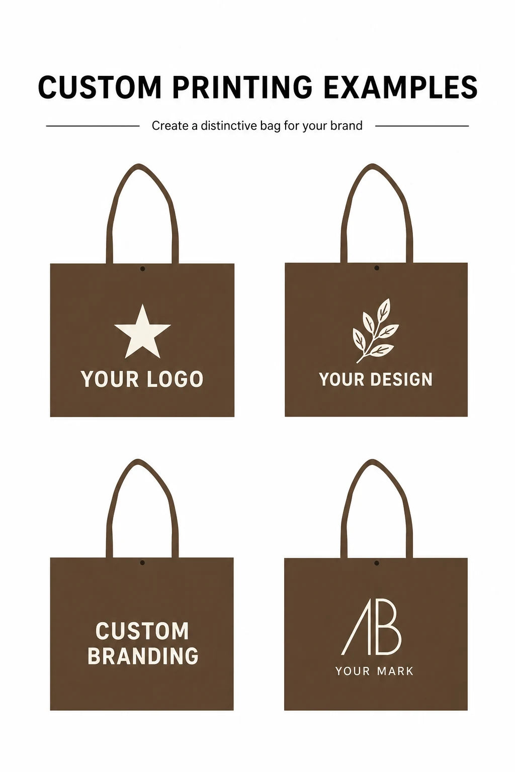 Custom logo printing examples for structured non-woven tote bags