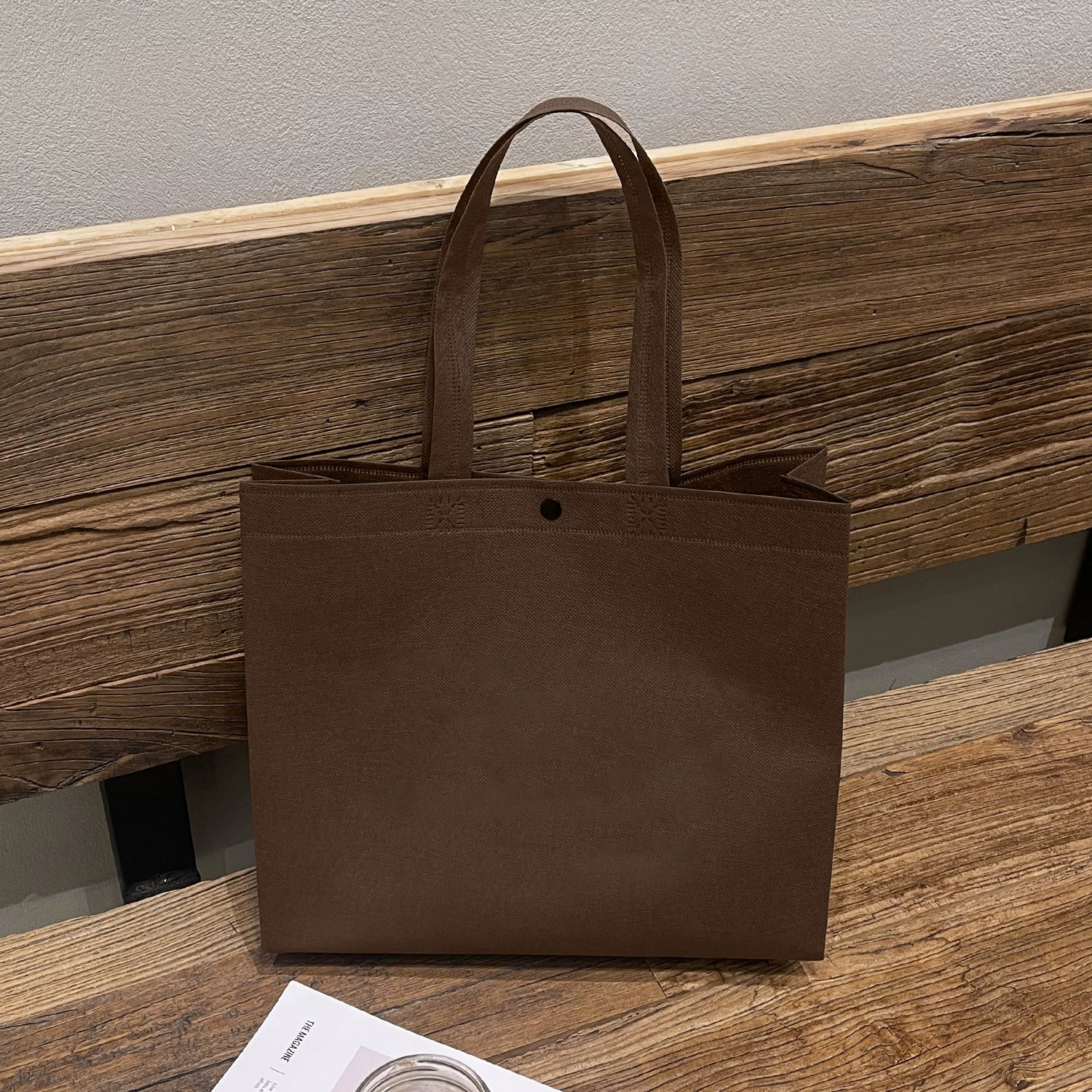 Plain brown non-woven tote bag