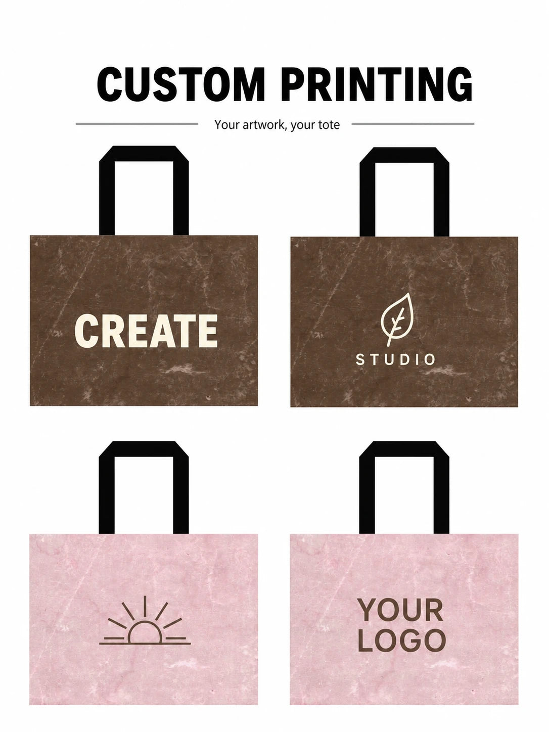 Generic custom printing examples for vintage laminated non-woven totes