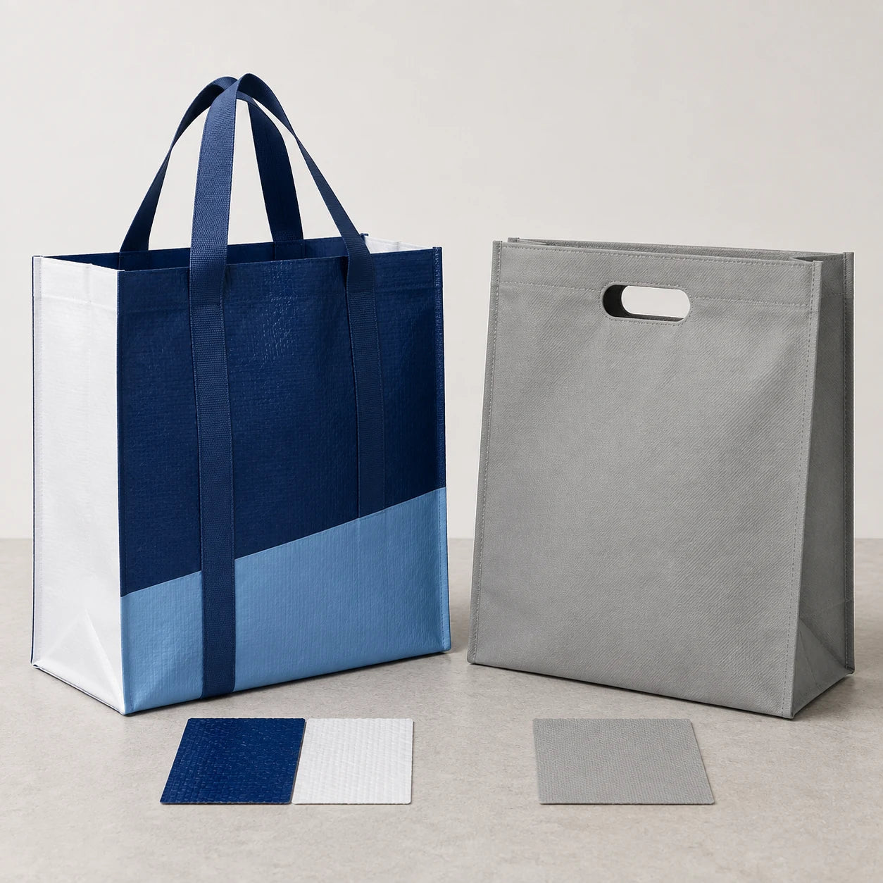 Woven polypropylene and non-woven polypropylene reusable bag comparison