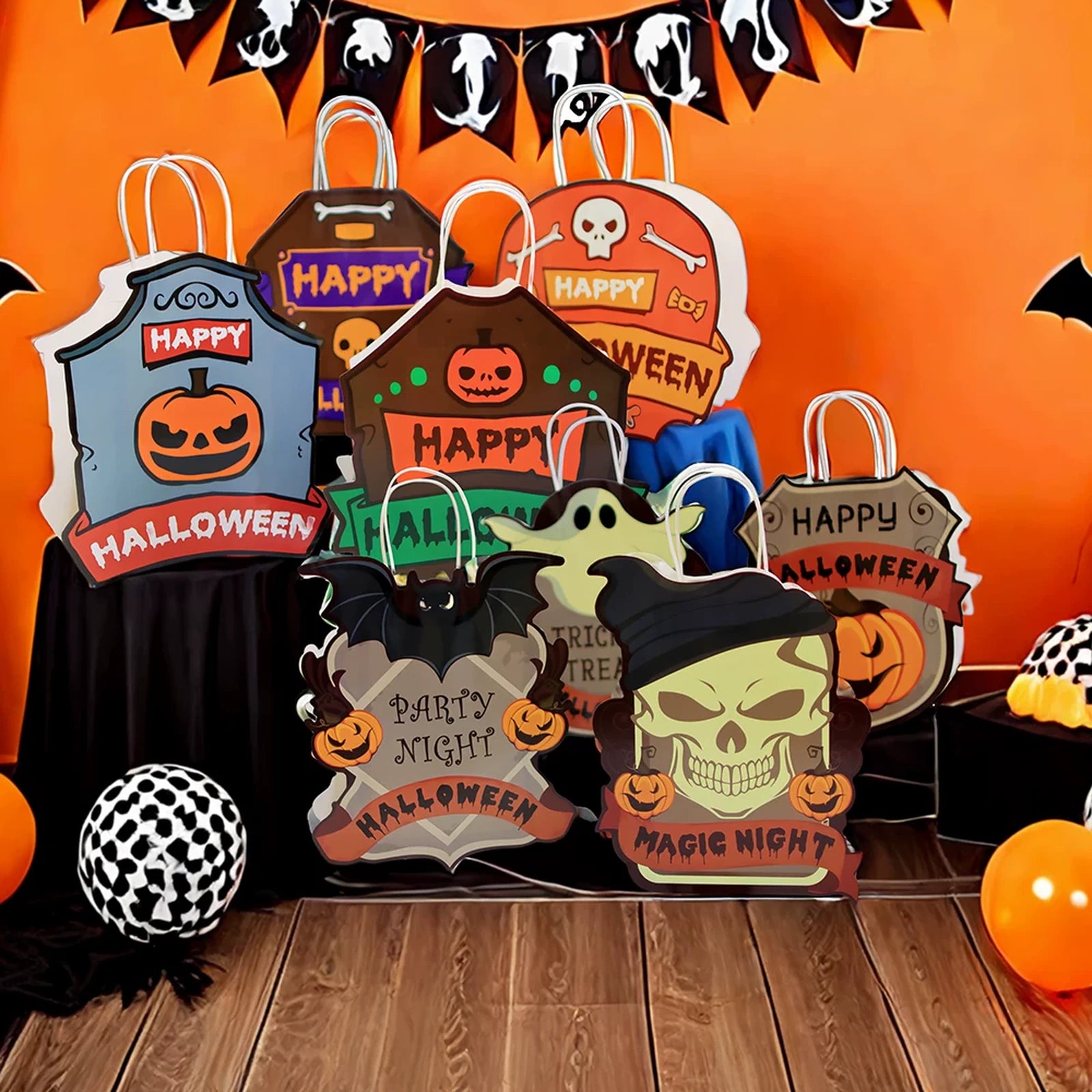 Die-Cut Cardstock Halloween Treat Bags with Handles