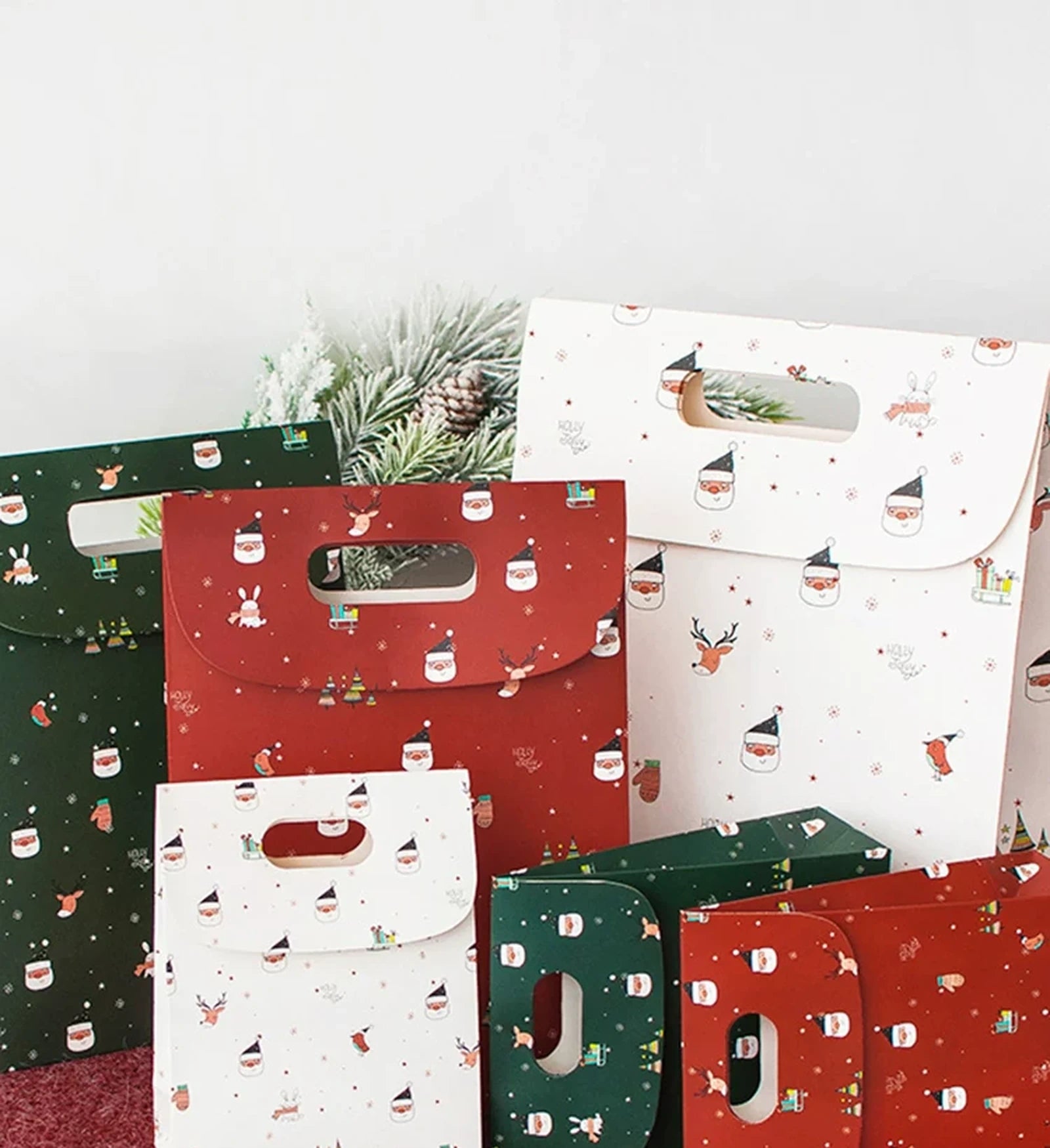 Die-Cut Handle Christmas Cardstock Gift Bags – product view