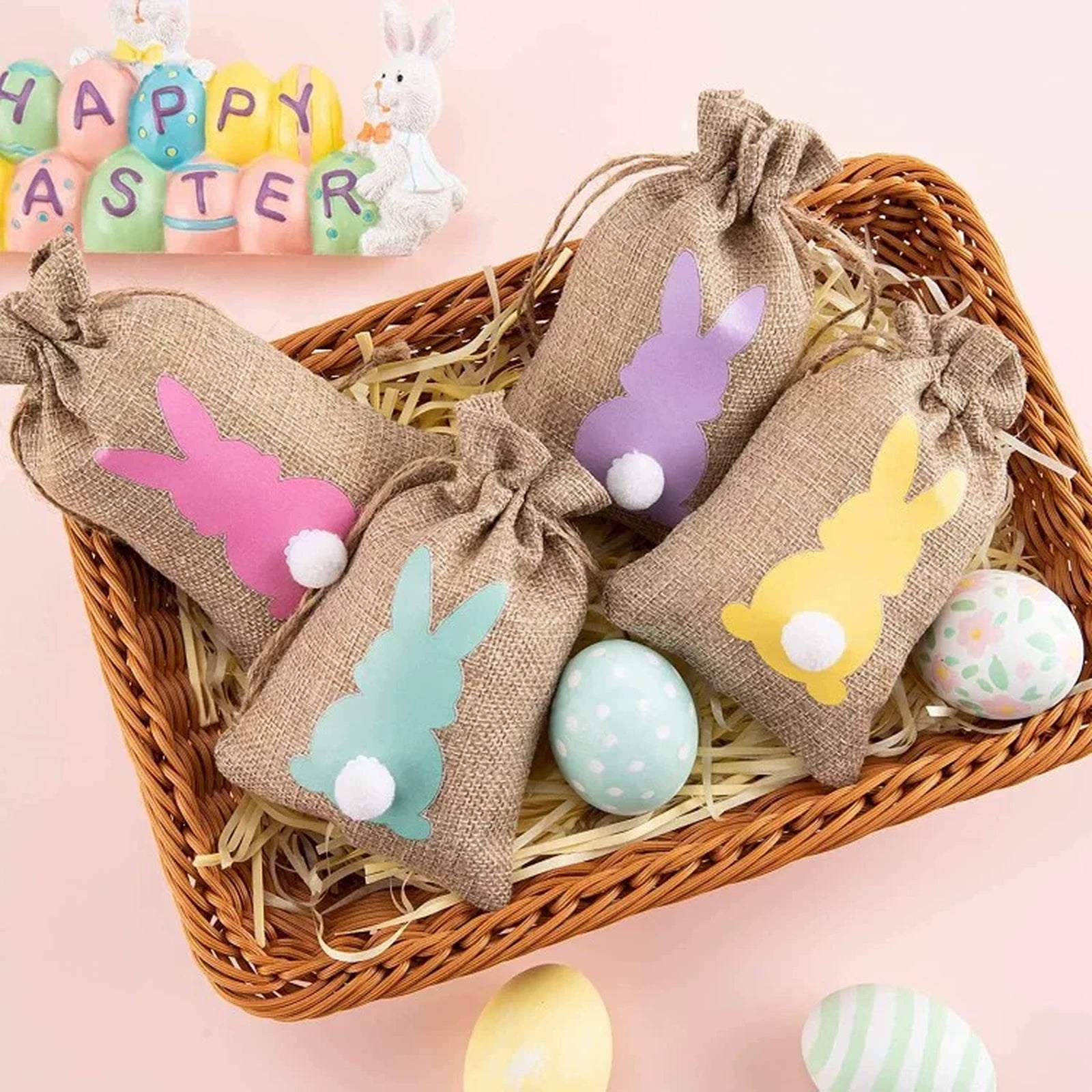 Faux-Burlap Drawstring Easter Gift Pouches – gallery 02