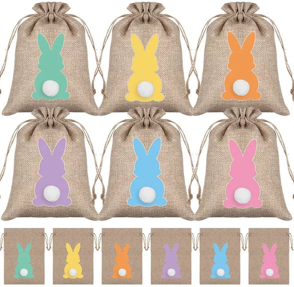 Faux-Burlap Drawstring Easter Gift Pouches – variant 23701700564