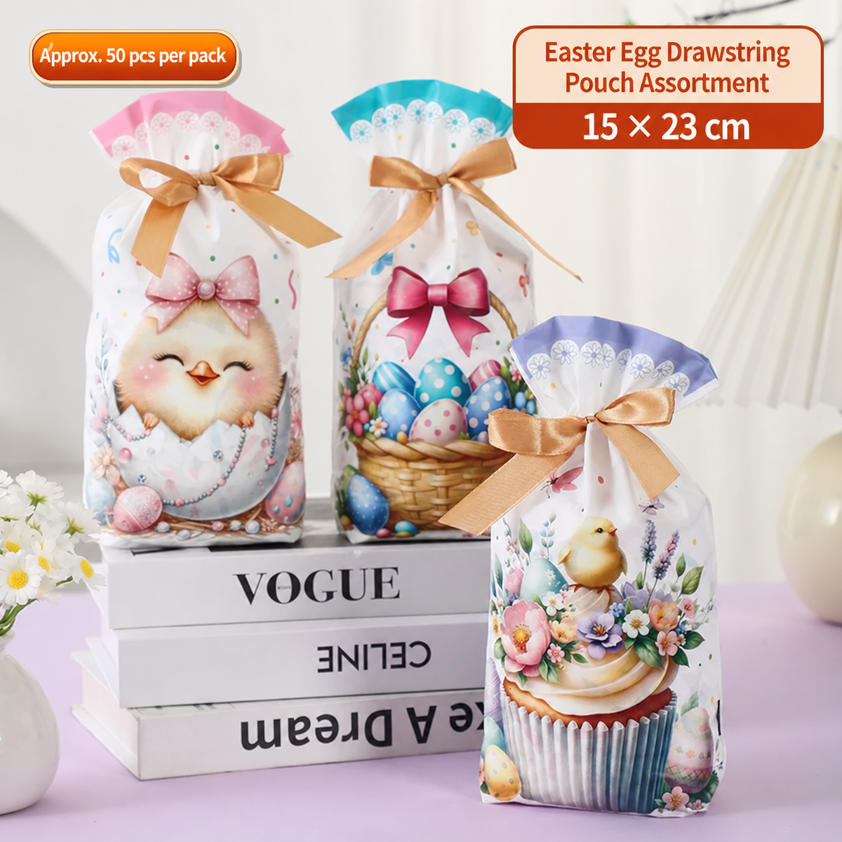 15 × 23 × 3 cm Plastic Easter Drawstring Gift Pouches – variant 35499368806