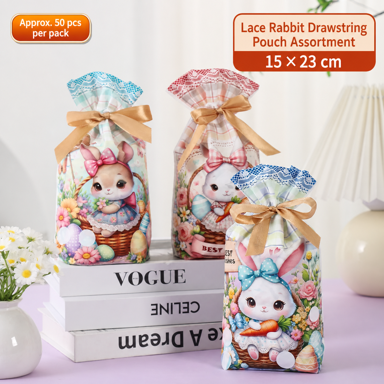 15 × 23 × 3 cm Plastic Easter Drawstring Gift Pouches – variant 35499368808