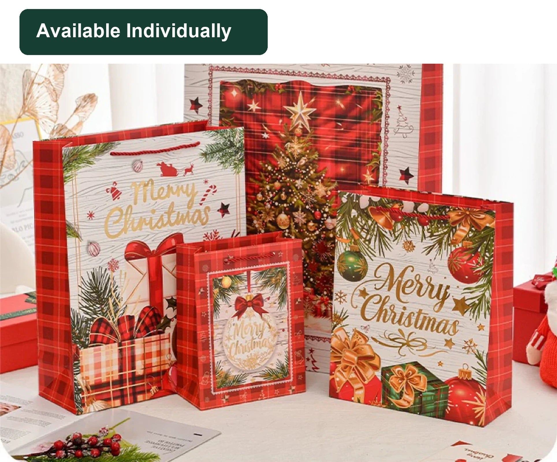 Extra-Large Christmas Paper Gift Bags with Rope Handles – product view 01