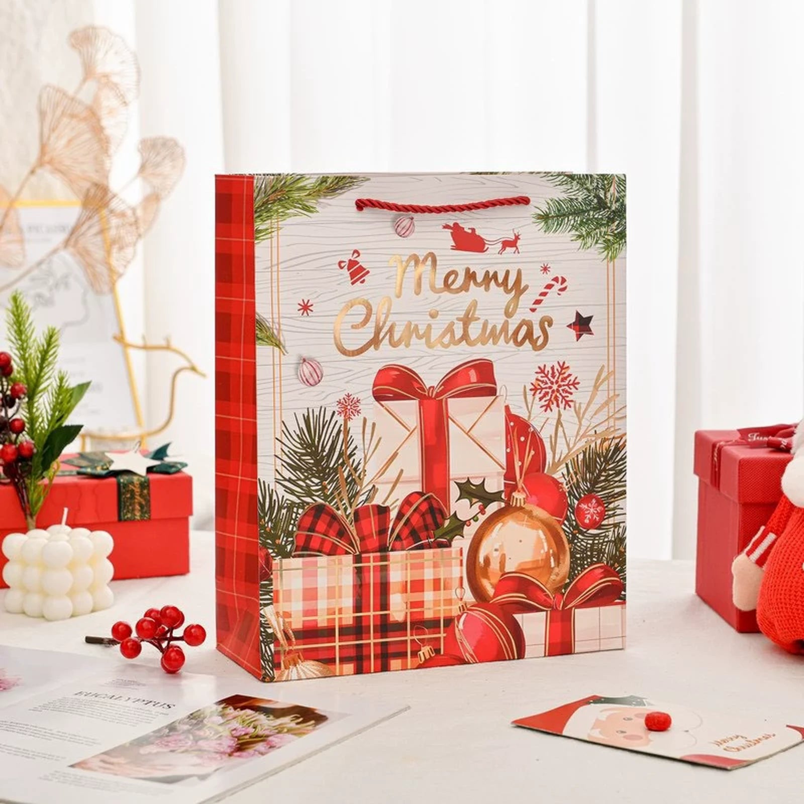 Extra-Large Christmas Paper Gift Bags with Rope Handles – product view 02