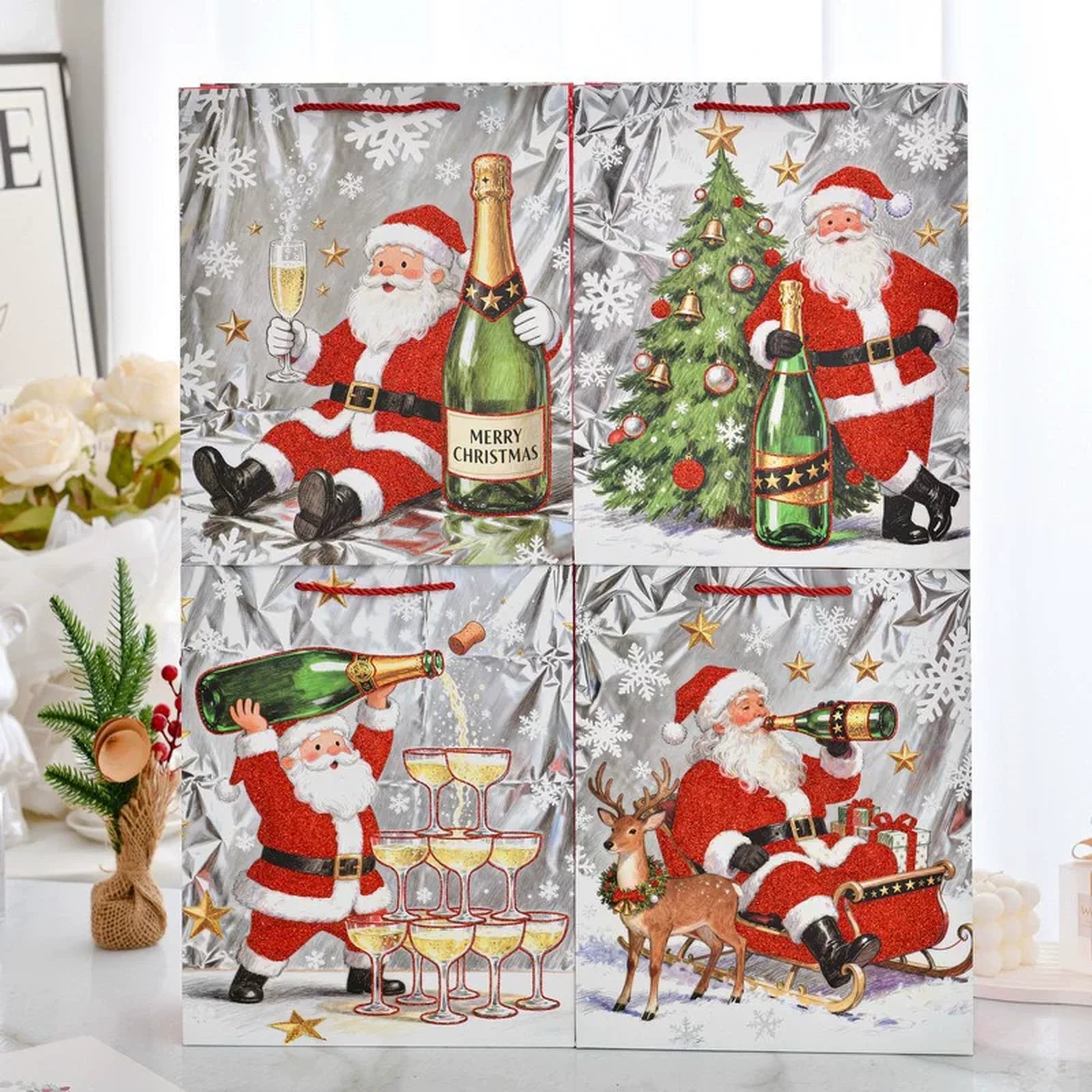 Extra-Large Christmas Paper Gift Bags with Rope Handles – option 44487843564