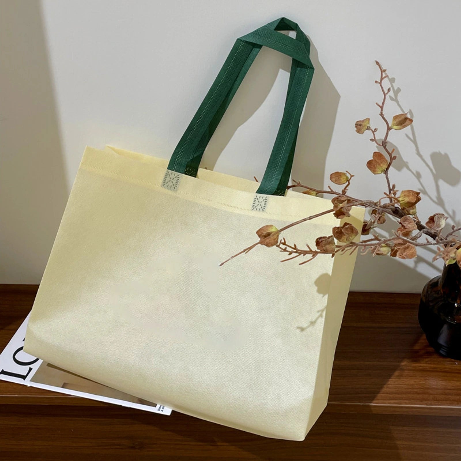 Extra-Large Non-Woven Tote Bags — 9 Styles — BeigePlain