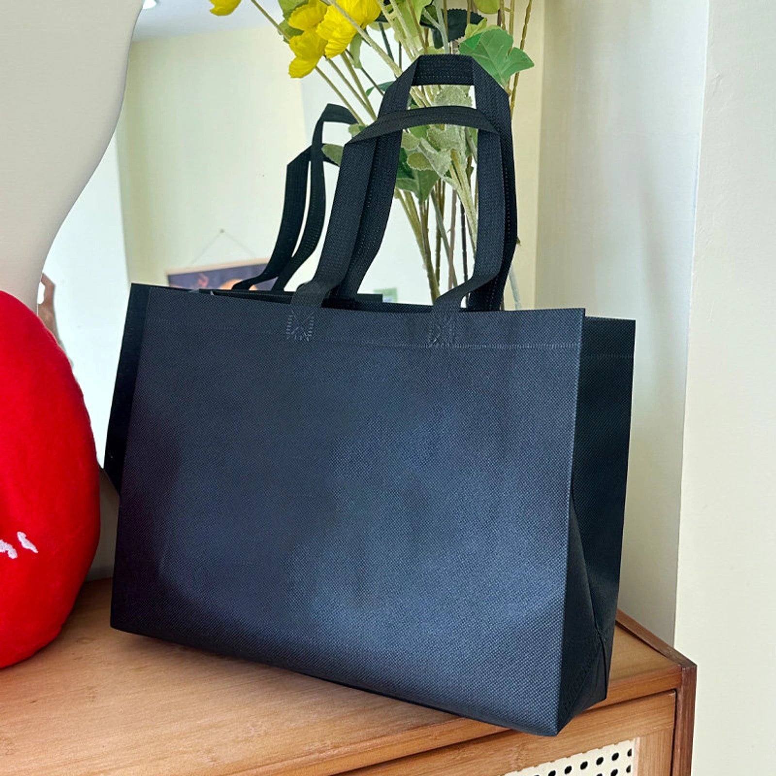 Extra-Large Non-Woven Tote Bags — 9 Styles — BlackPlain