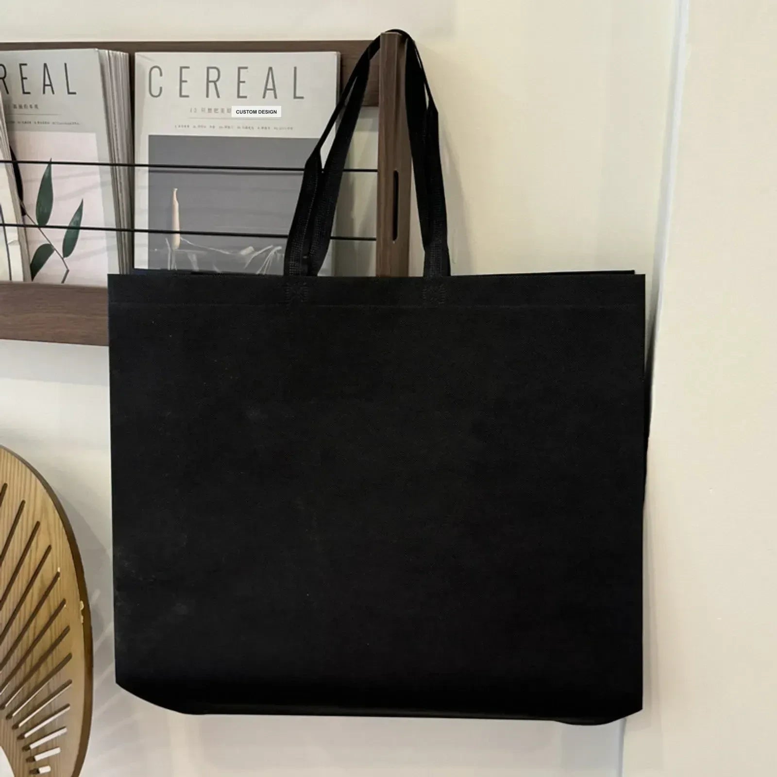 Extra-Large Non-Woven Tote Bags — 9 Styles — BlackPlain