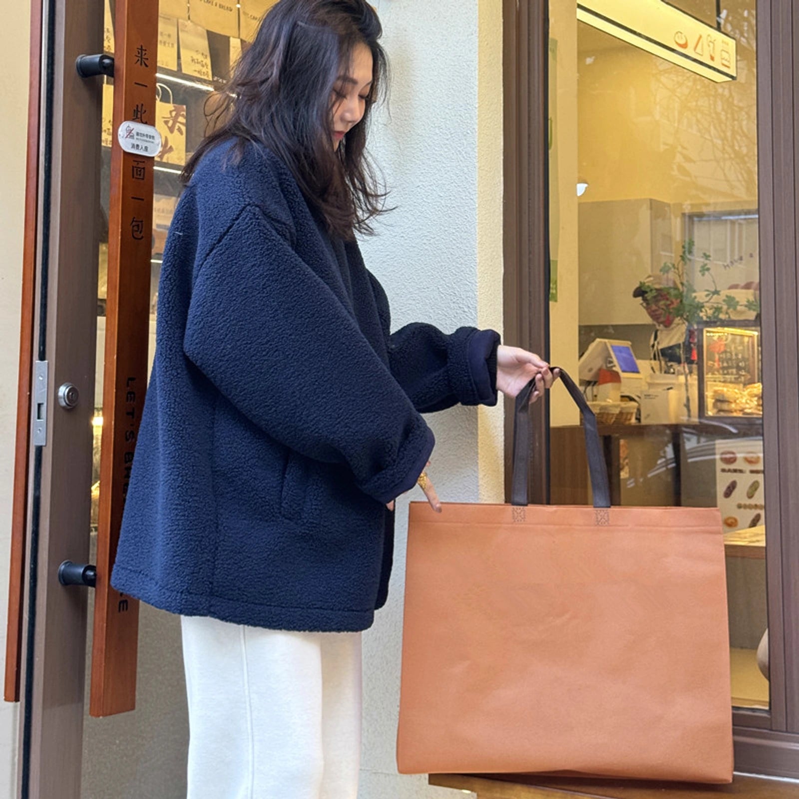 Extra-Large Non-Woven Tote Bags — 9 Styles — Earth BrownPlain