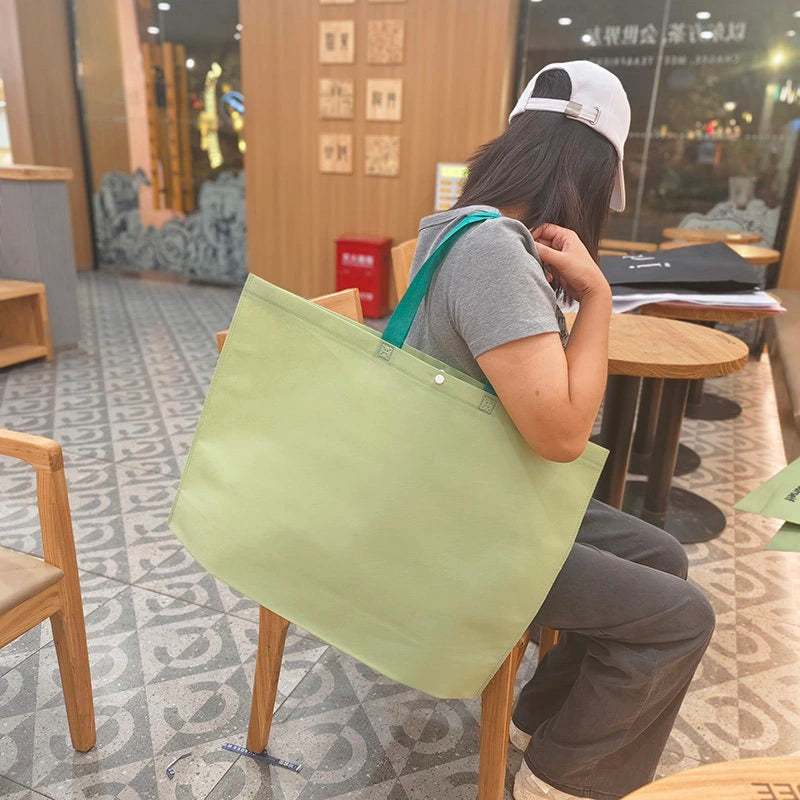 Matcha Green Plain extra-large printed non-woven tote bags