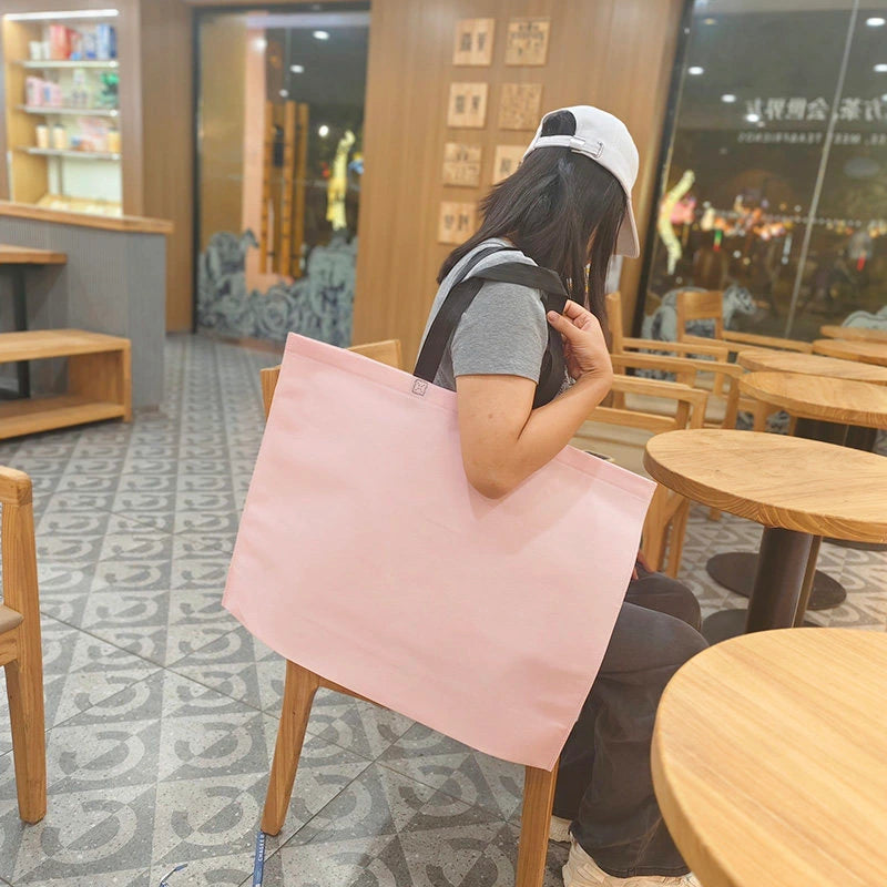 Pink Plain extra-large printed non-woven tote bags