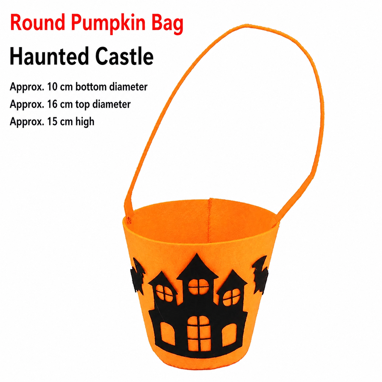 Fabric Pumpkin Halloween Trick-or-Treat Bags with Handles