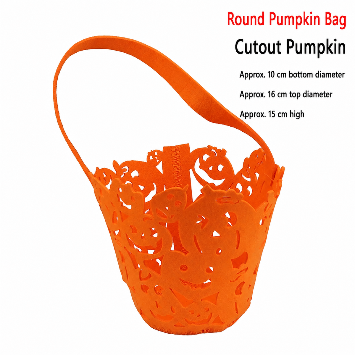 Fabric Pumpkin Halloween Trick-or-Treat Bags with Handles
