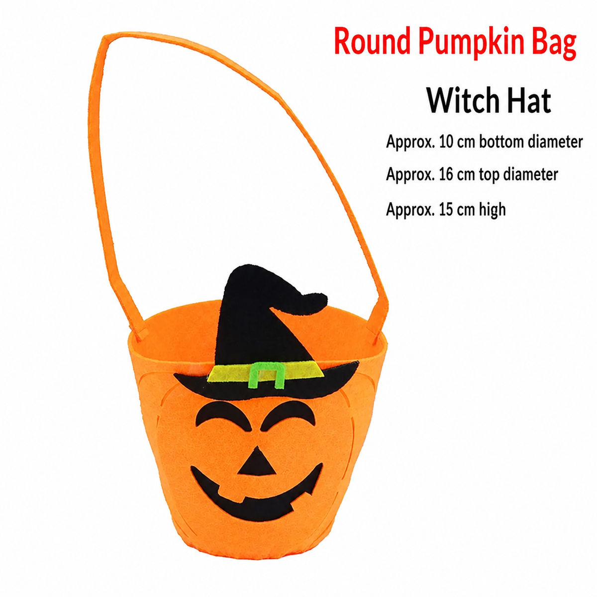 Fabric Pumpkin Halloween Trick-or-Treat Bags with Handles