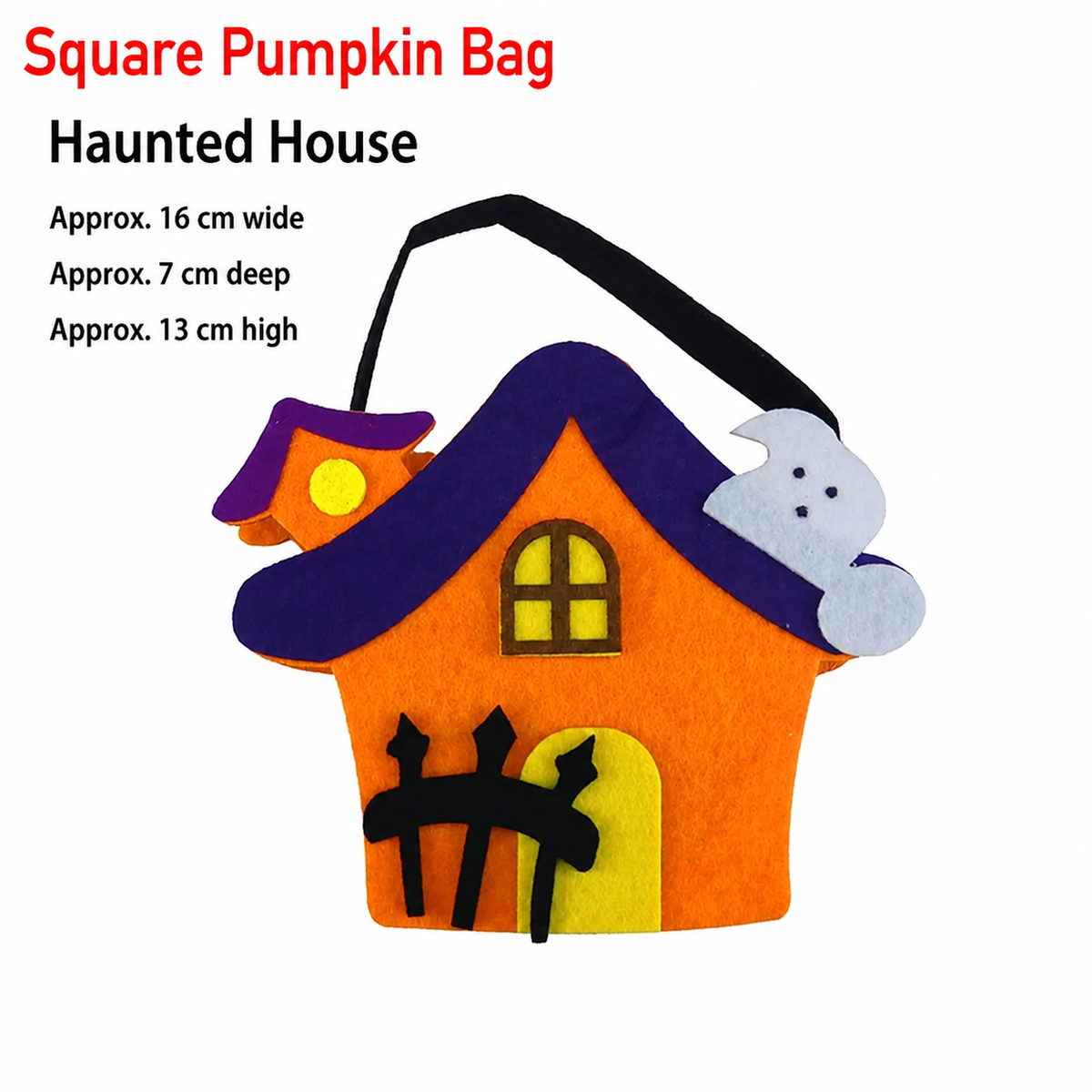 Fabric Pumpkin Halloween Trick-or-Treat Bags with Handles