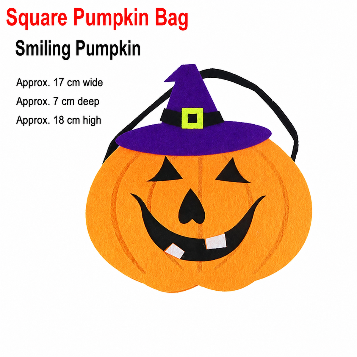 Fabric Pumpkin Halloween Trick-or-Treat Bags with Handles