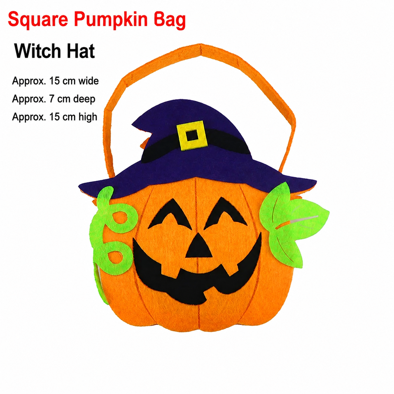 Fabric Pumpkin Halloween Trick-or-Treat Bags with Handles