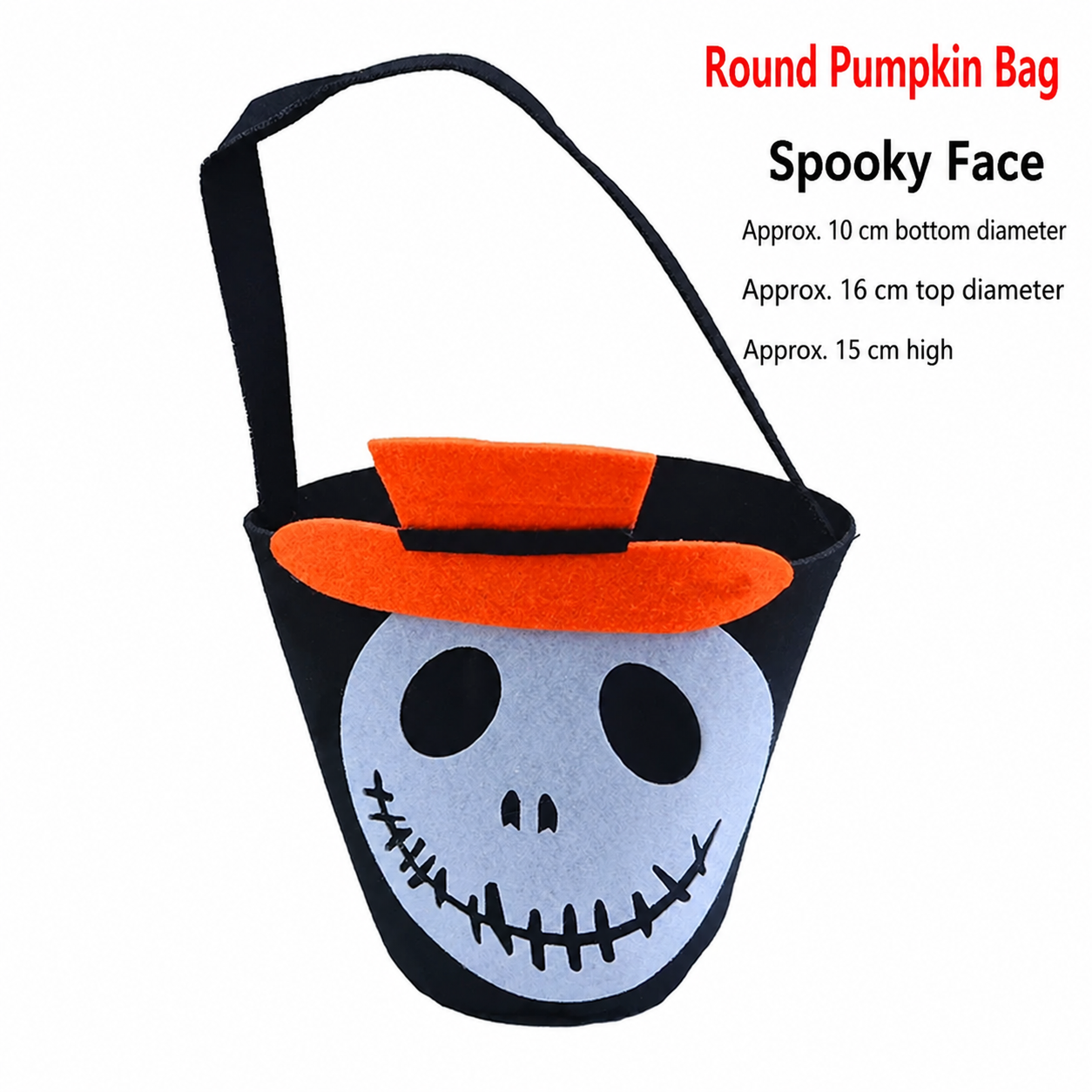 Fabric Pumpkin Halloween Trick-or-Treat Bags with Handles