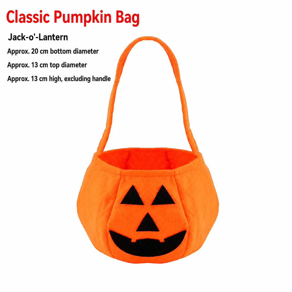 Fabric Pumpkin Halloween Trick-or-Treat Bags with Handles