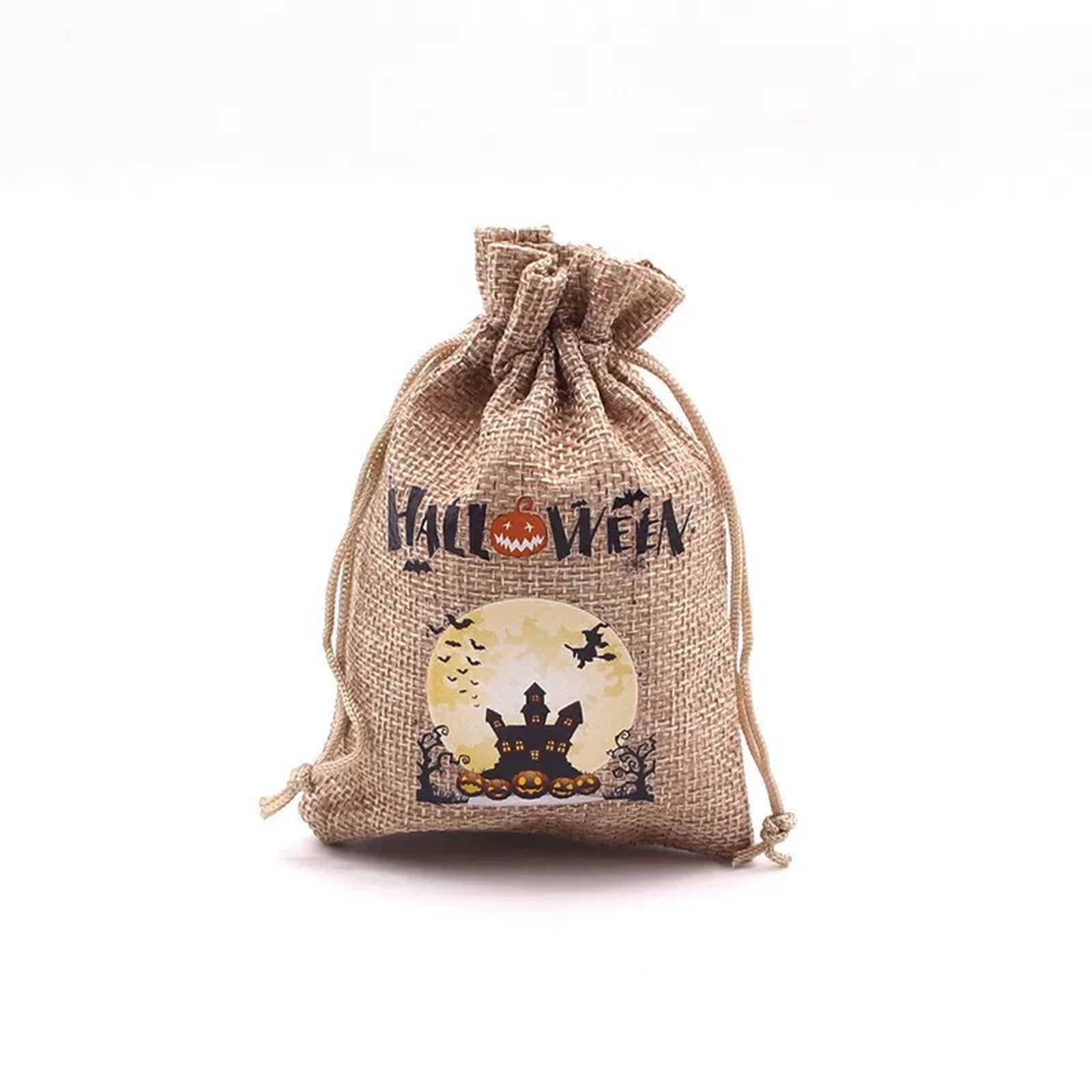 Faux-Burlap Drawstring Halloween Gift Pouches