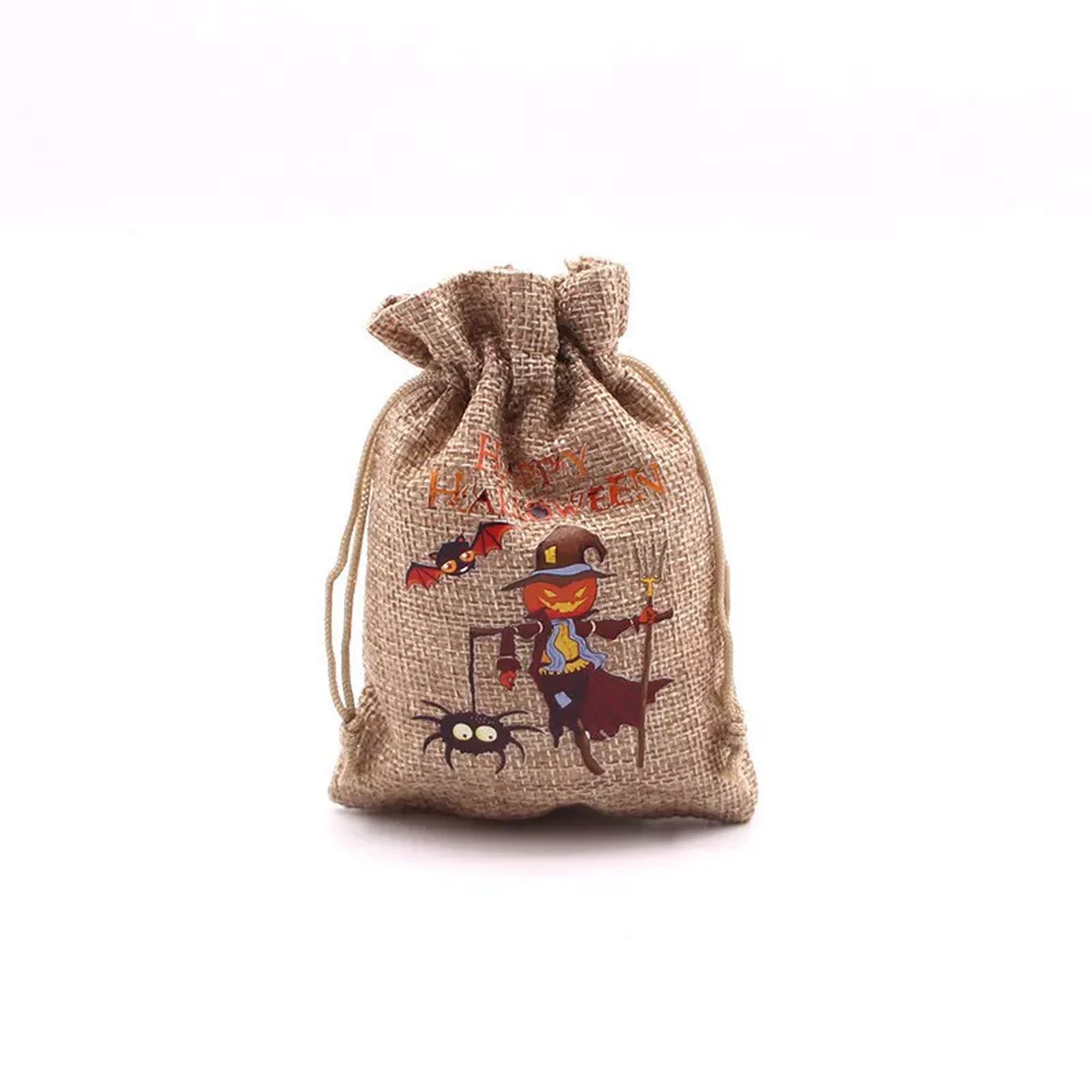 Faux-Burlap Drawstring Halloween Gift Pouches