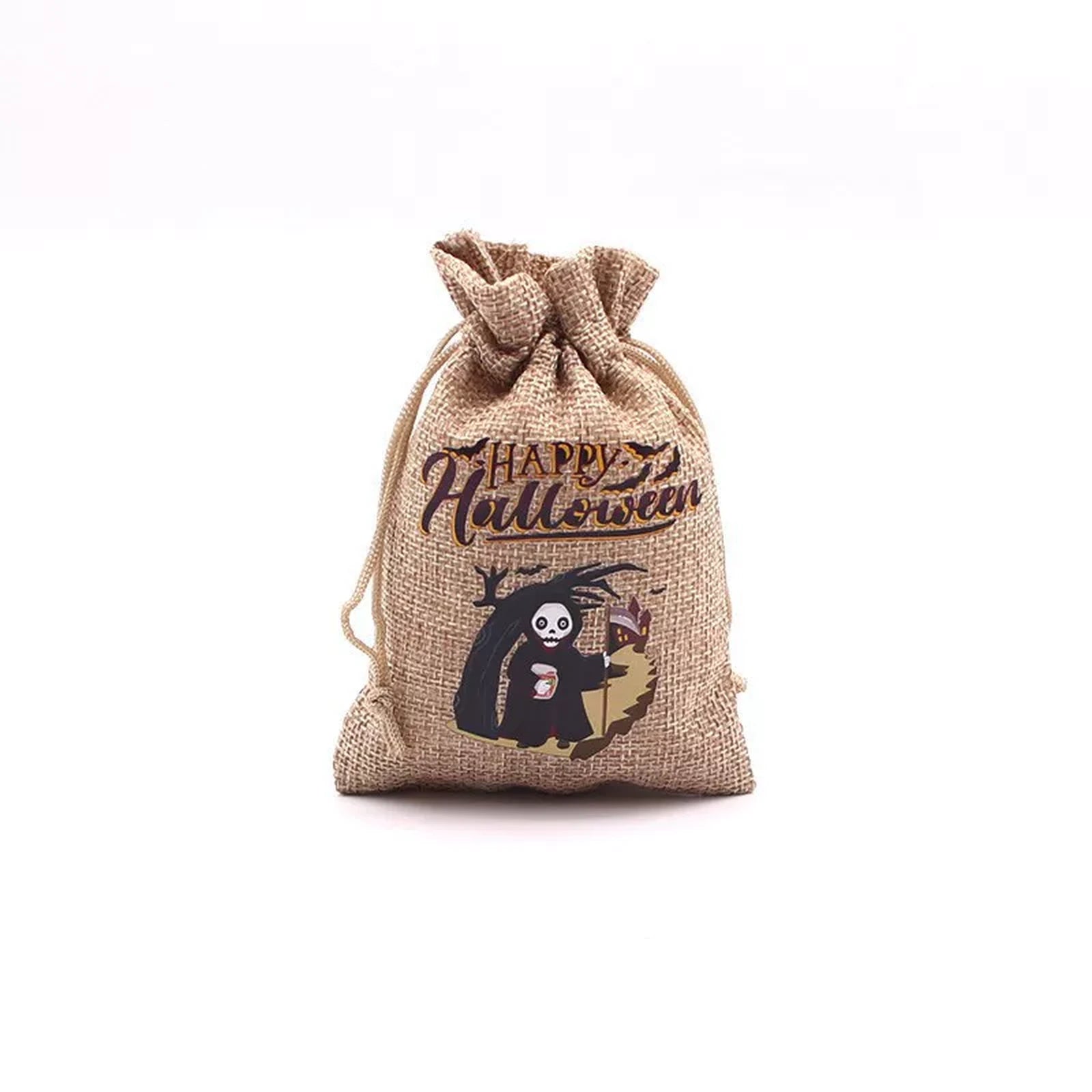 Faux-Burlap Drawstring Halloween Gift Pouches
