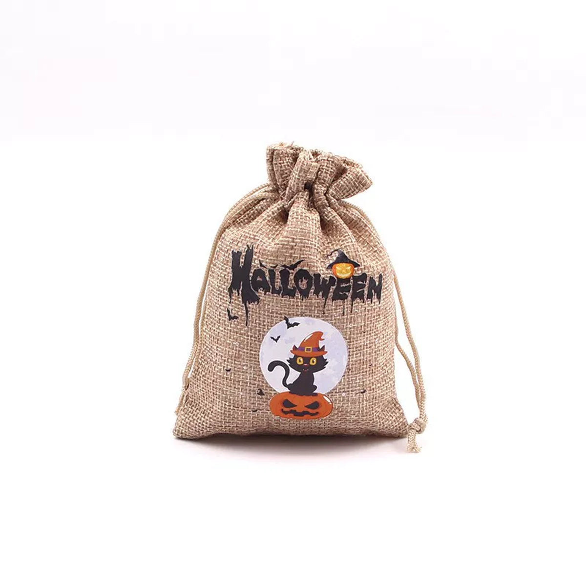 Faux-Burlap Drawstring Halloween Gift Pouches