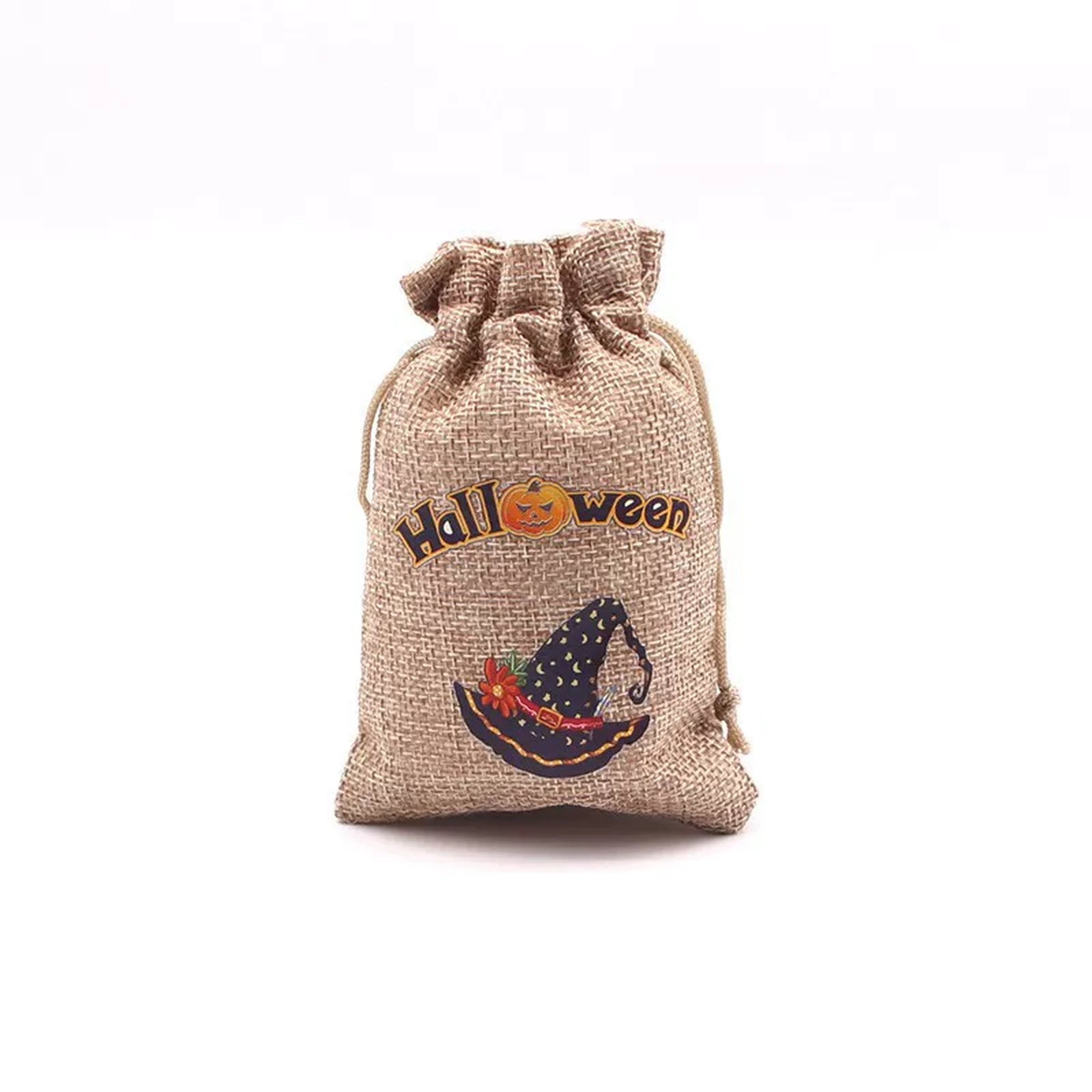 Faux-Burlap Drawstring Halloween Gift Pouches