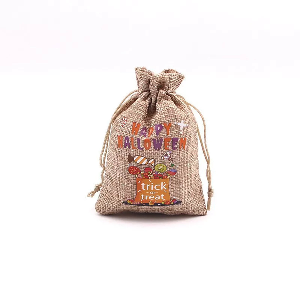 Faux-Burlap Drawstring Halloween Gift Pouches