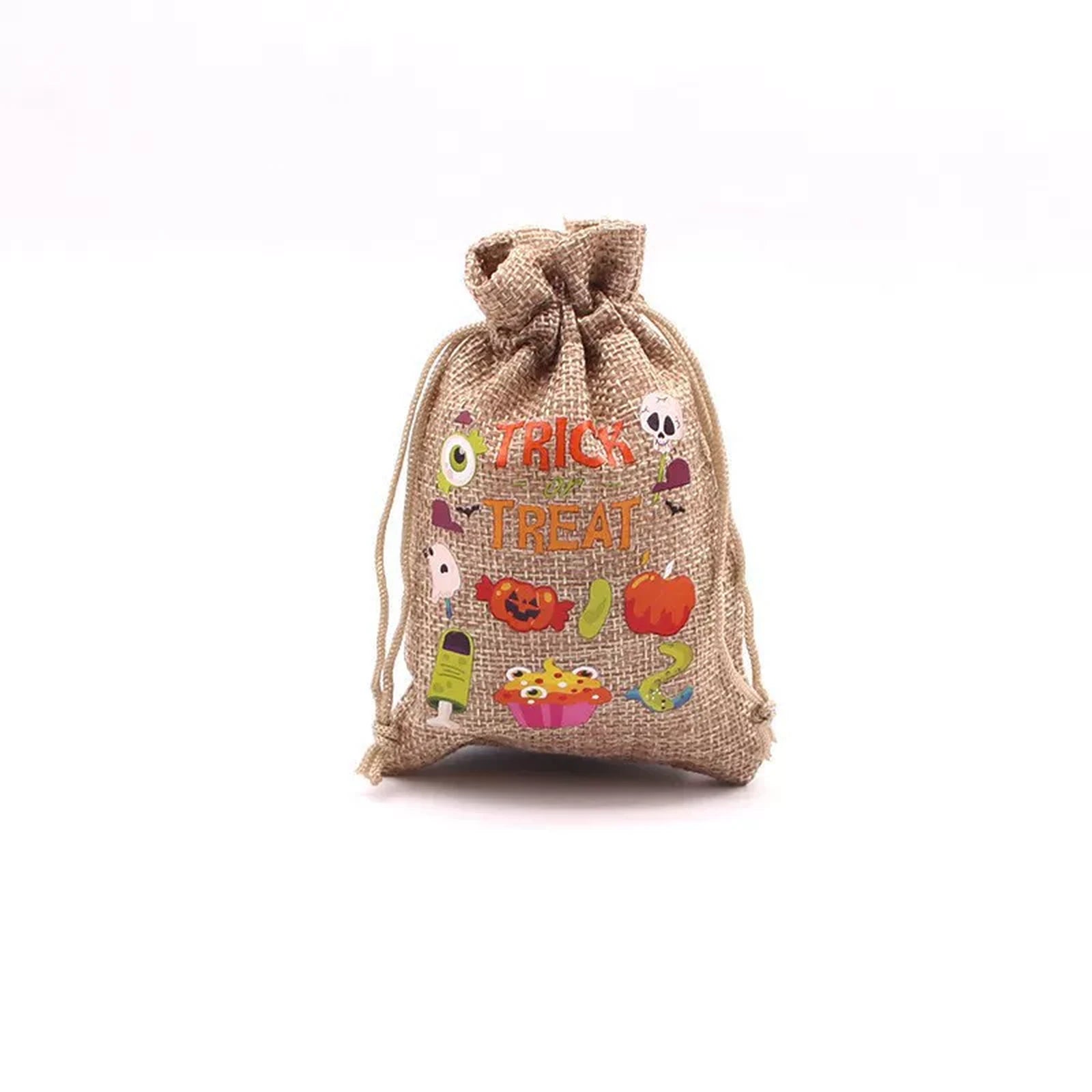 Faux-Burlap Drawstring Halloween Gift Pouches